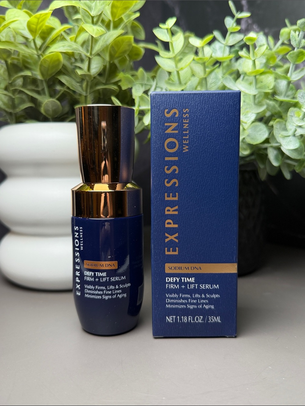 Expressions Defy Time Firm + Lift Serum — Navy and Gold